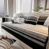 Retro Chenille Sofa Mat Four Season Universal Non-Slip Sofa Cover Combination Stripes Sofa Cushion Straight Armrest Couch Cover