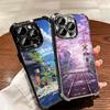 Эстетичный Аниме Пейзаж Покрытие Чехол для Телефона Для Iphone 16 17 Pro Max Air 16E 14 15 Plus 12 13 Mini Противоударный Подушка Безопасности Чехол