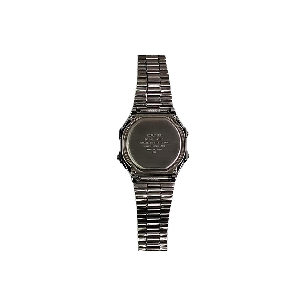 Casio Часы с кварцевым механизмом, стальным ремешком, унисекс, черный циферблат, A168WA-1W(Watch5--)