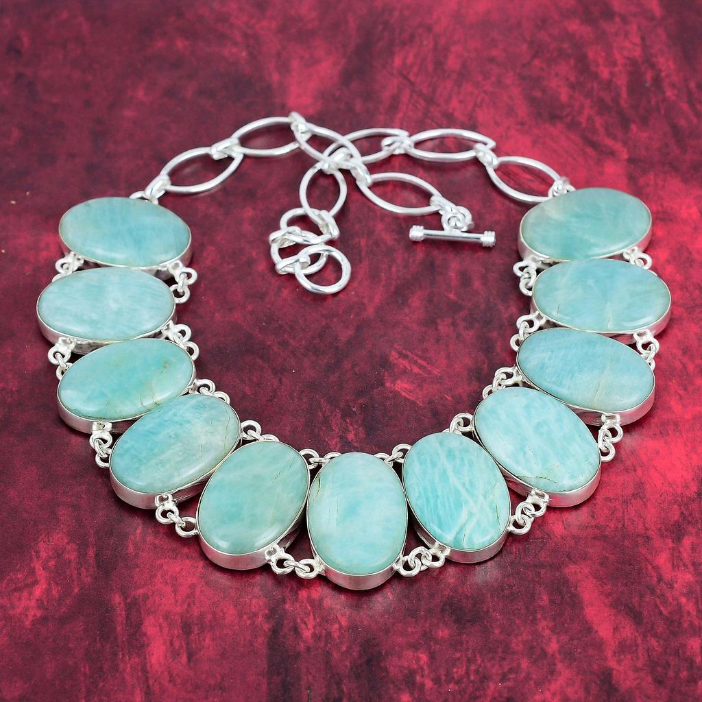 Beauteous Amazonite Gemstone Jewelry, Handmade Bracelet & Necklace Jewelry Set, 925 Solid Sterling Sliver Jewelry For Thanksgiving