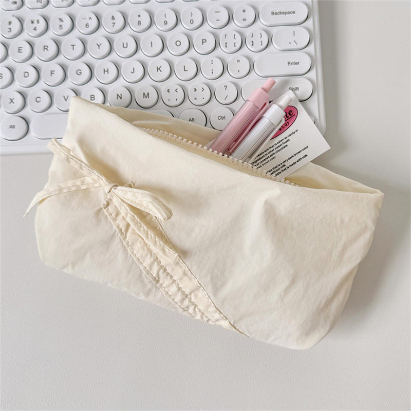 Косметичка из плотного хлопка, стеганая с бантом, коробка для ручек из перцовой одежды