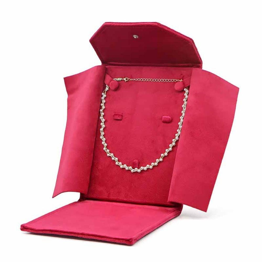 Foldable Design Necklace Organizer Bag Velvet Material Jewelry Storage Bag Pearl Necklace Storage