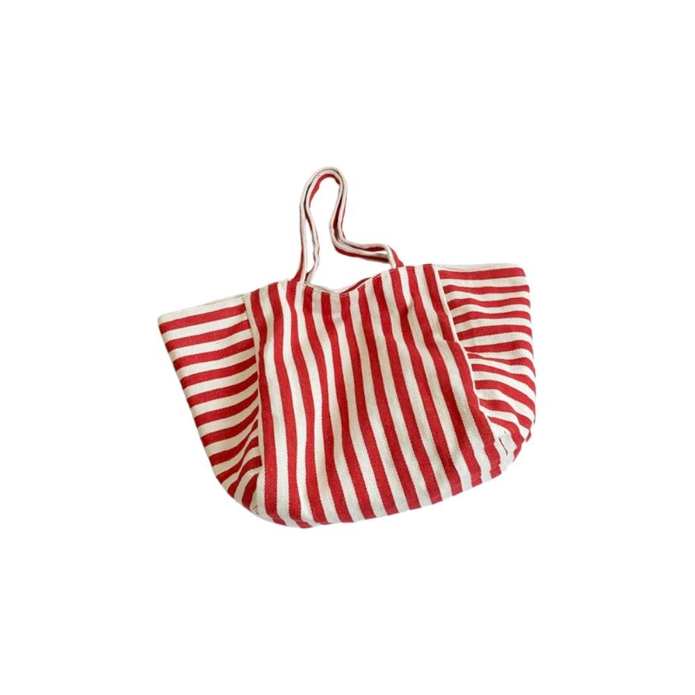Shopping Bag Cloth Shoulder Bag Canvas Felt Handbag Versatile Stripe Underarm Bag Travel
