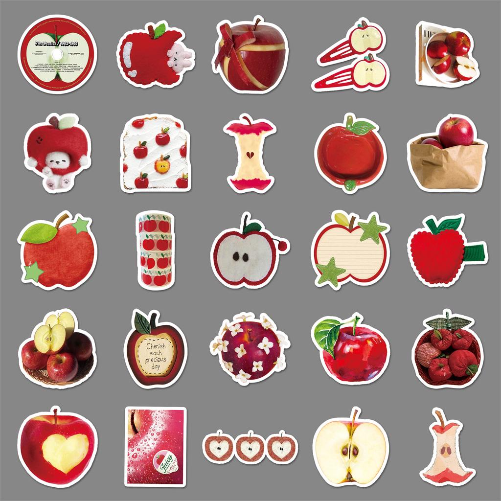 50 наклеек Apple в стиле граффити, маленькие, свежие фрукты, милые, в стиле инс, декоративные наклейки для чехла мобильного телефона, ручного блокнота, планшета