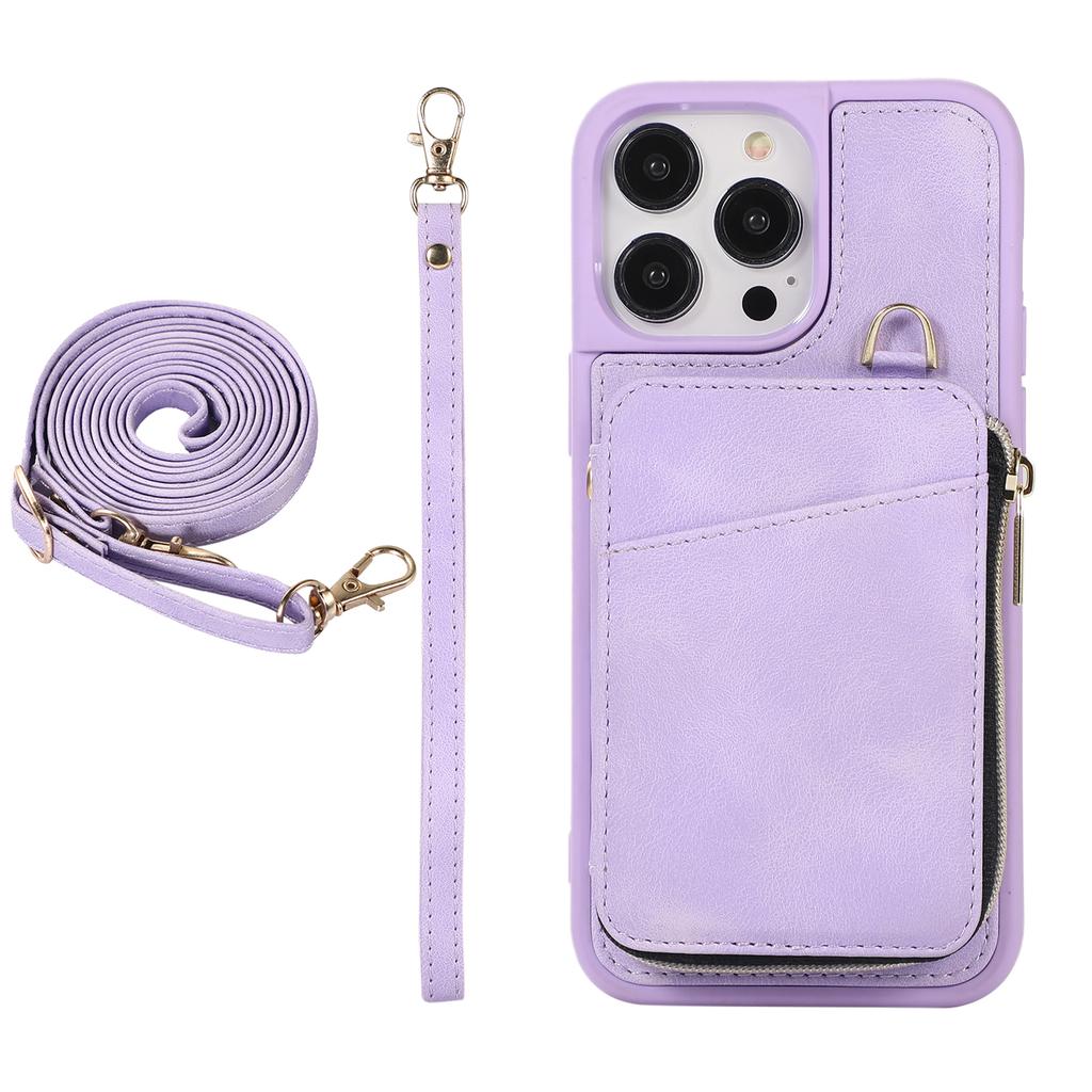 Crossbody Leather Zipper Wallet Cards Bag Phone Case for iPhone 14 Pro Max 15 13 12 11 XS XR X SE 2022 8 7 6 6S Plus Stand Cover