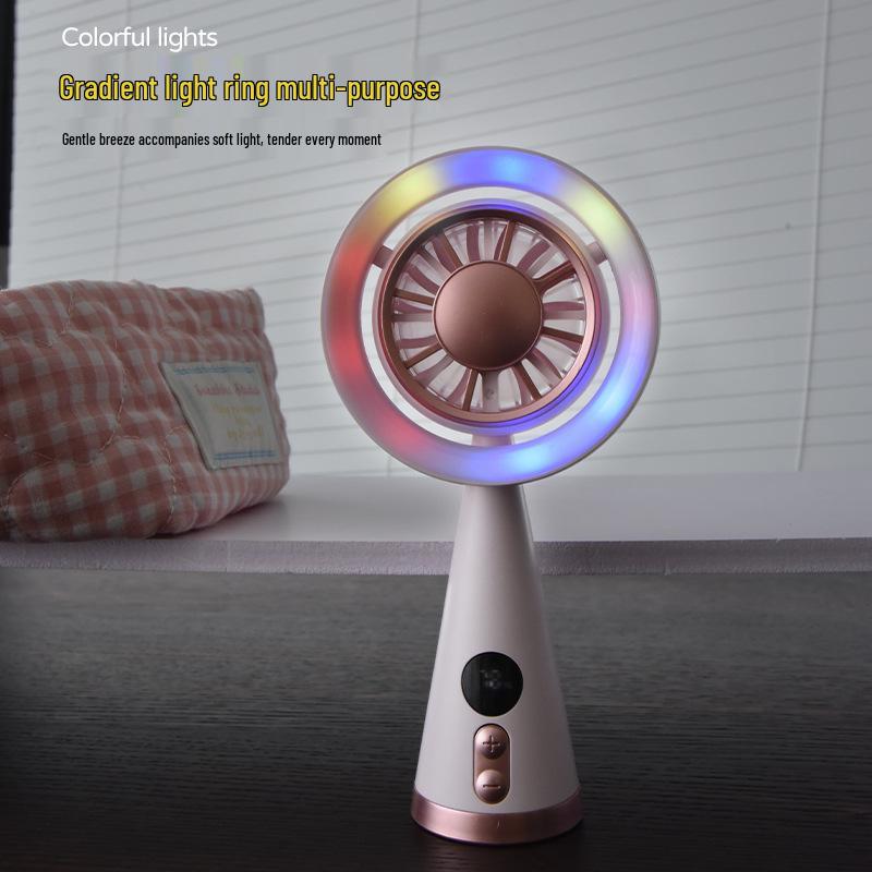 Compact USB Rechargeable Handheld Fan with Digital Display and 100 Speed Settings