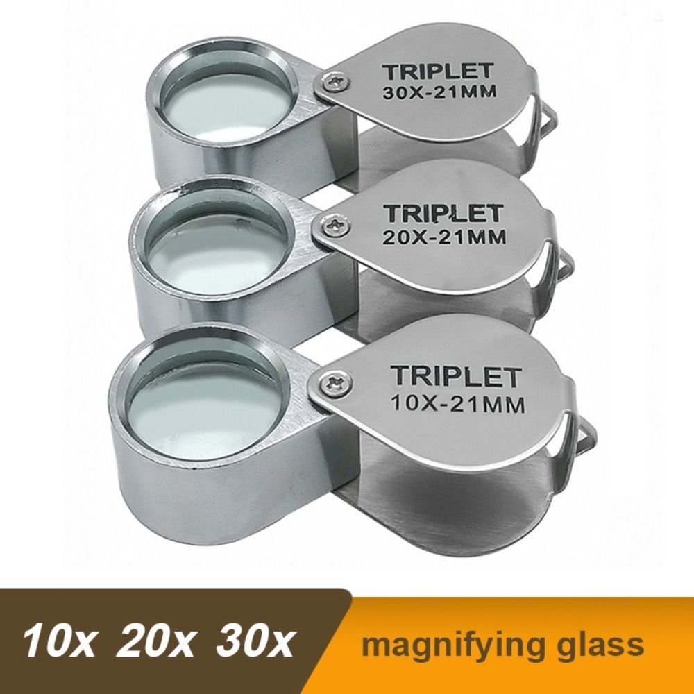 Folding Jewelry Magnifying Glass Mini Reading Magnifier 10-30X Pocket Loupe Read Newspapers