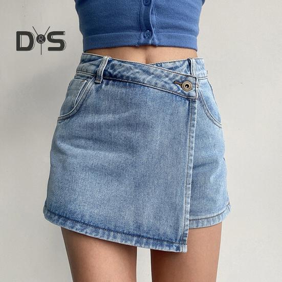 Женские джинсовые шорты с высокой талией в стиле ретро, облегающие, однотонные, поддельные, из двух частей, формальная повседневная одежда