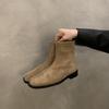 Flat-Bottomed Retro Suede Martin Boots Women'S Shoes Spring And Autumn Single Boots Rear Zipper Thin French Short Boots