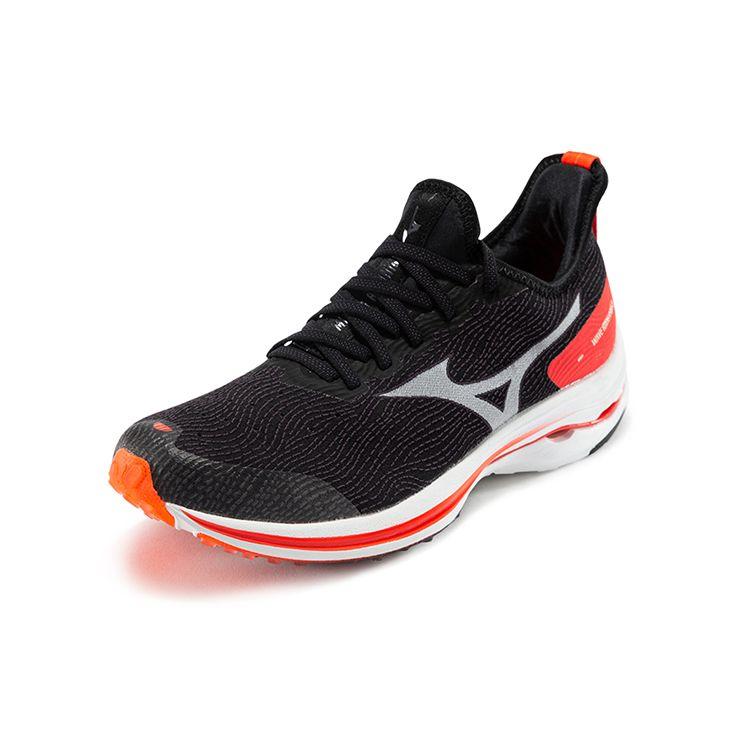 Mizuno Wave Rider Neo 1 Шнуровка Ткань Синтетическая кожа Противоскользящие Износостойкие Дышащие Низкие Кроссовки Женские кроссовки Черные Красные J1GD207802