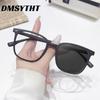 Non-polarized Men's Stylish Black Square Frame Photochromic Fashion Glasses Anti Blue Light Sunglasses