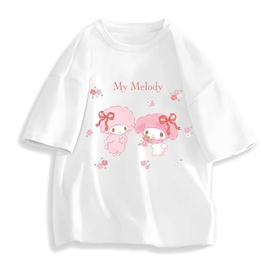 2026 Новая Мода Круглый Вырез Короткий Рукав Футболка Весна Лето Sanrio My Melody Женская Футболка Унисекс Модный Милый Топ Одежда