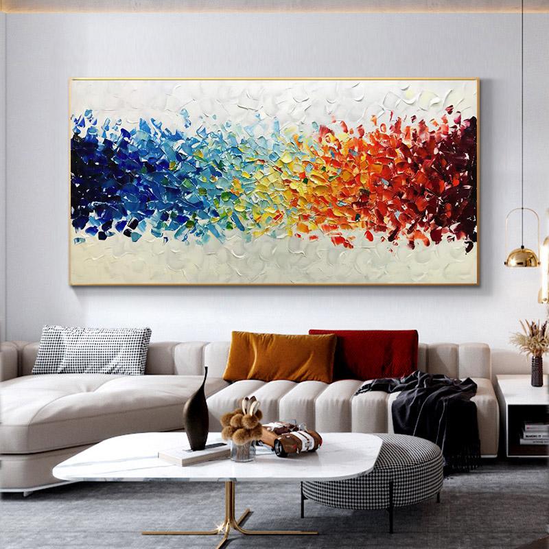 Abstract Colorful Tree Oil Painting Printed On Canvas Wall Art Landscape Posters Pictures for Living Room Home Decor No Frame