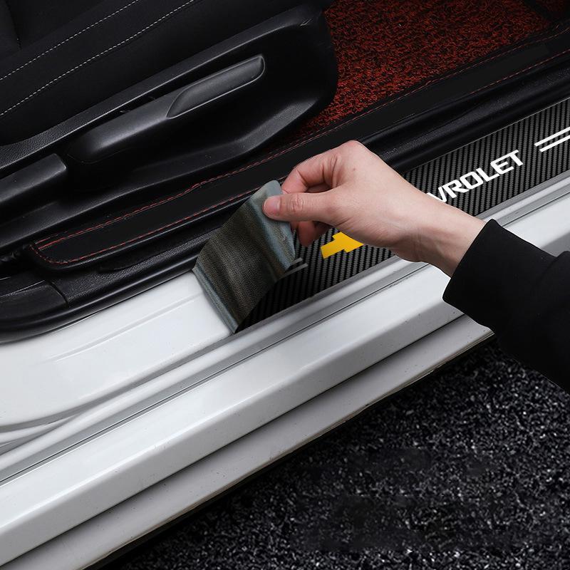 Накладки на пороги автомобиля из углеродного волокна Наклейки для Chevrolet Cruze Impala Malibu Silverado Cobalt Impala Onix Tahoe