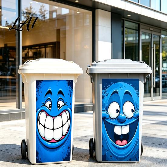 Holiday Trash Can Party Decorations Funny Cartoon Sticker Cute Big Eye Expression Decorative Removable PVC Stickers for Recycling Bins Adhesive