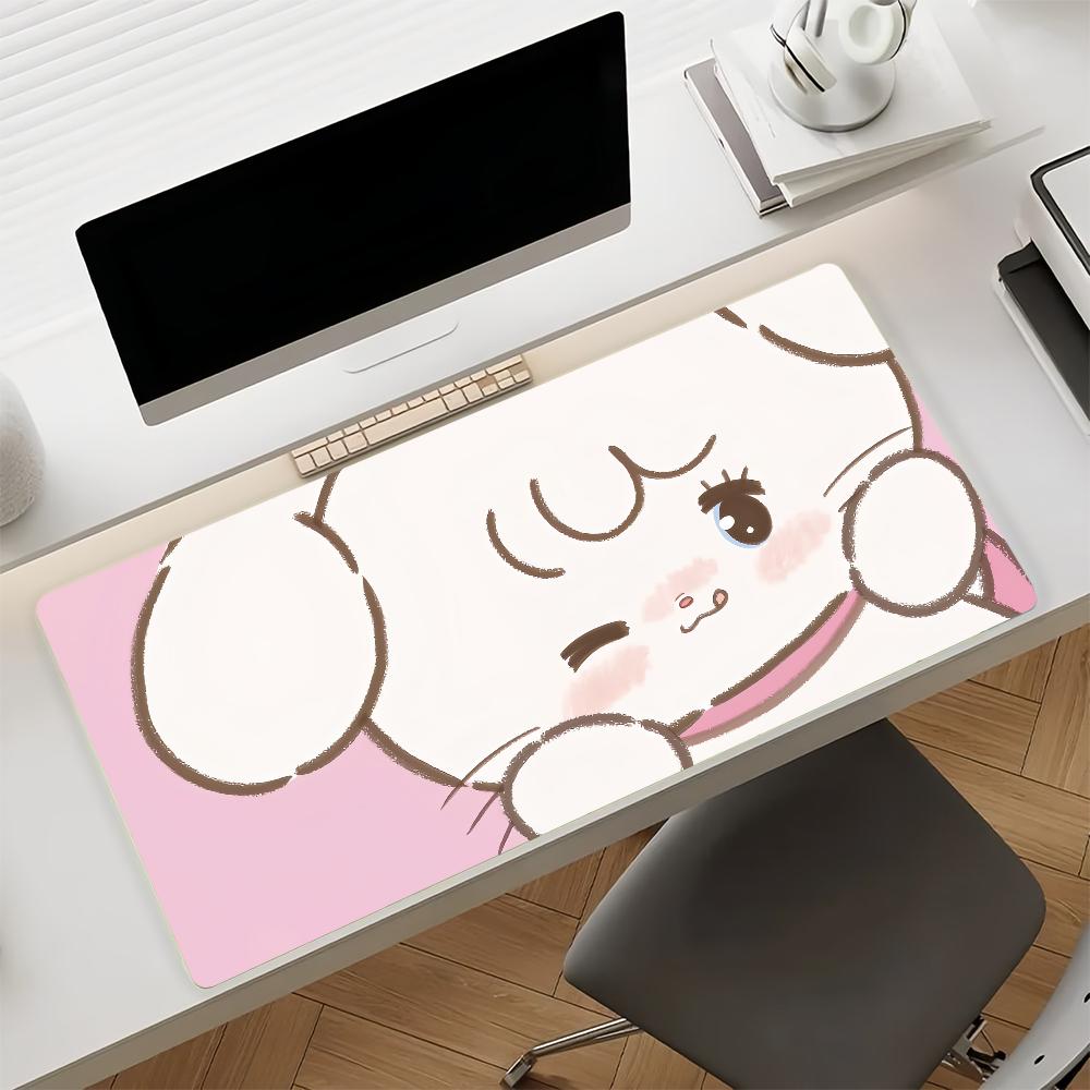 Gaming Mouse Pad Large Desk Mat Antislip Stitched Edges Cute Pink Cartoon Cat Nonslip Mat for Gaming Office Use