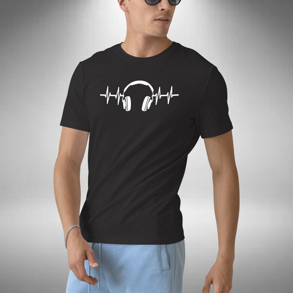 Headphones Heartbeat T-Shirt Funny Music DJ Producer House Trance Small To 5XL