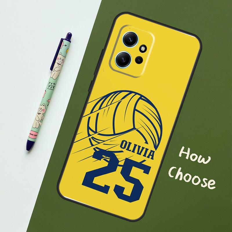 Personalised Name Football Volleyball Case For Xiaomi Redmi Note 11 12 10 Pro 8 9 Note 12S 11S 9S 10S Redmi 12C 9C 10C 12 Cover
