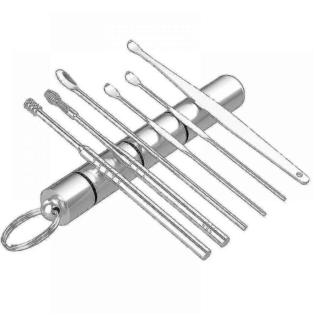 6pcs Ear Wax Pickers Kit Stainless Steel Ear Wax Remover Ear Pick Cleaner Spoon Tools