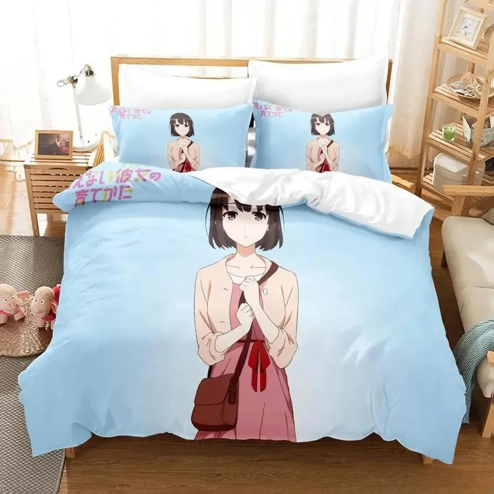 Saekano Как воспитать скучную девушку Комплект постельного белья с принтом Комплект постельного белья с наволочкой Мягкое одеяло для кровати Мягкое одеяло Размеры Super King