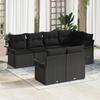 VidaXL 7-Piece Garden Sofa Set with Cushions Black Synthetic Rattan 3345403