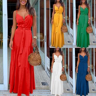 Платье без рукавов на тонких бретельках, длинное платье BOHO Maxi Dress Женское платье-сарафан
