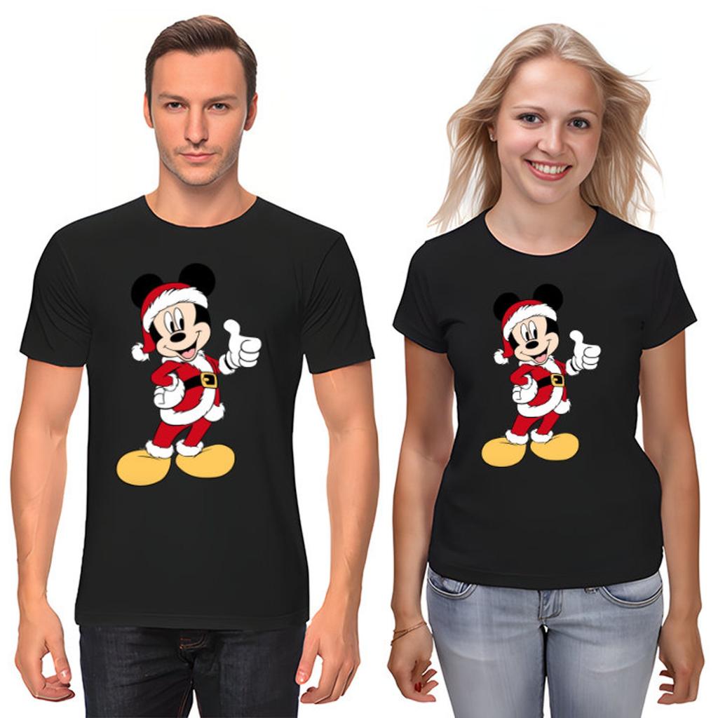 Mickey Mouse Christmas Short Sleeve White-Black Men's / Women's T-Shirt F155