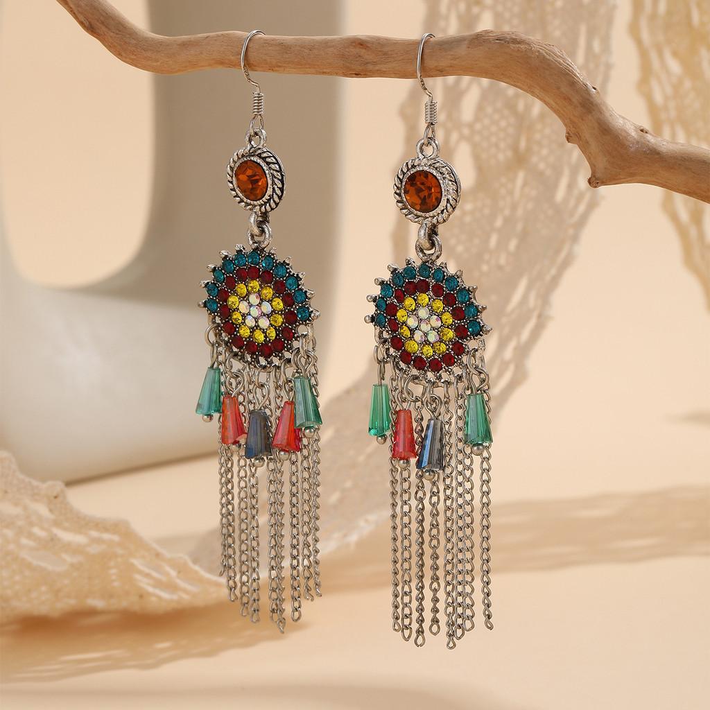 Vintage Ethnic Style Drop Earrings With Tassels For Womens Boho Festival Jewelry
