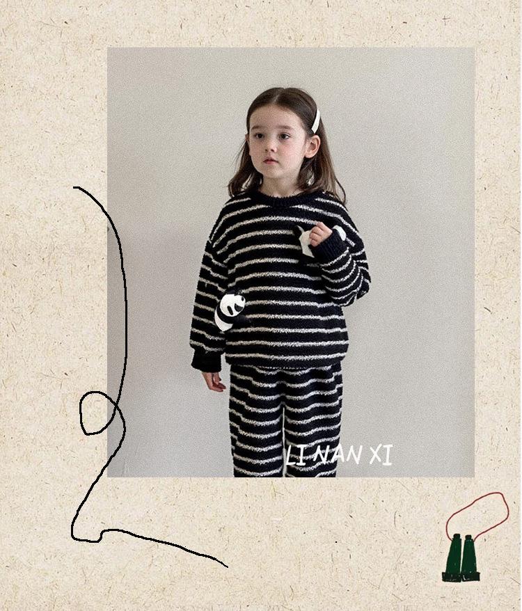 88291 Детский зимний полосатый комбинезон и 25 новых детских теплых комплектов из кораллового флиса размера Small/Medium