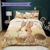 Story Bunny Pattern Bedding uilt Set uilt Cover Pillowcase Home Decoration Birthday Gift (1 * duvet cover + 2 * pillowcase without core)