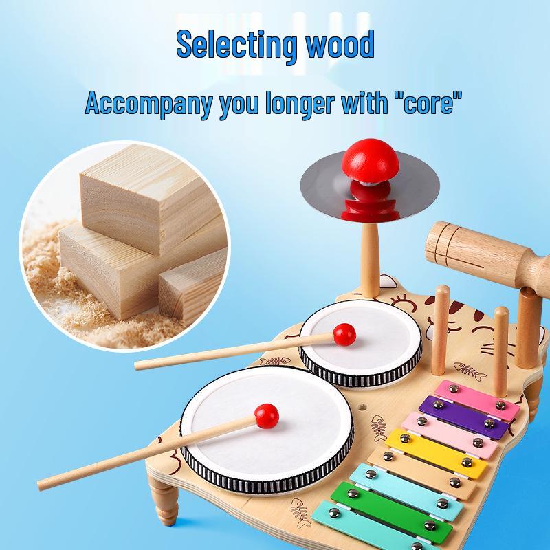 Kids' Multifunctional Wooden Drum Set: Early Education Music Toy for Girls & Boys