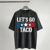 Harajuku Washed Shirts Let's Go Taco Funny Always Chickens Out Retro Outfit Vintage T-Shirts Oversize Short Sleeve Summer Shirt