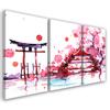 Three Piece Picture Canvas Print Japan Pink Landscape