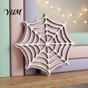 Heat Resistant Drink Coasters Halloween Spider Web Wooden Coaster, Anti-Slip Wood Cup Mat with Figurine, Thermal Insulated Table Protection