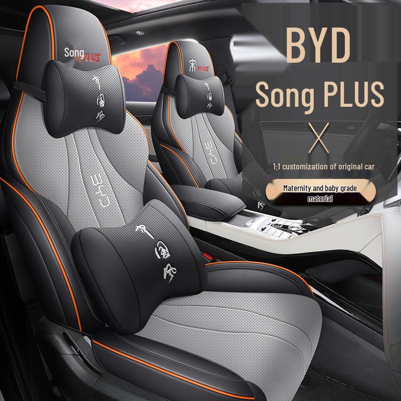 BYD Song Plus Leather Seat Cover – Full Surround, 5-Seat, All-Season Cushion.