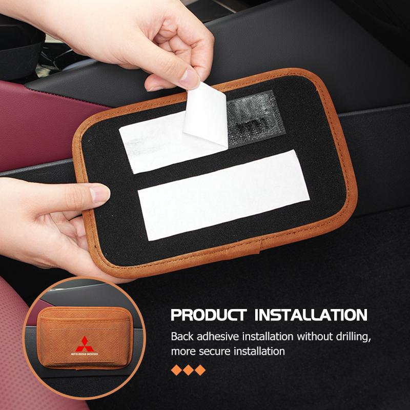 cxytvd1 Self Adhesive Car Storage Pocket Sticky Organizer Bag Seat Back Side Door Box For Mitsubishi Outlander Lancer L200 ASX Pajero