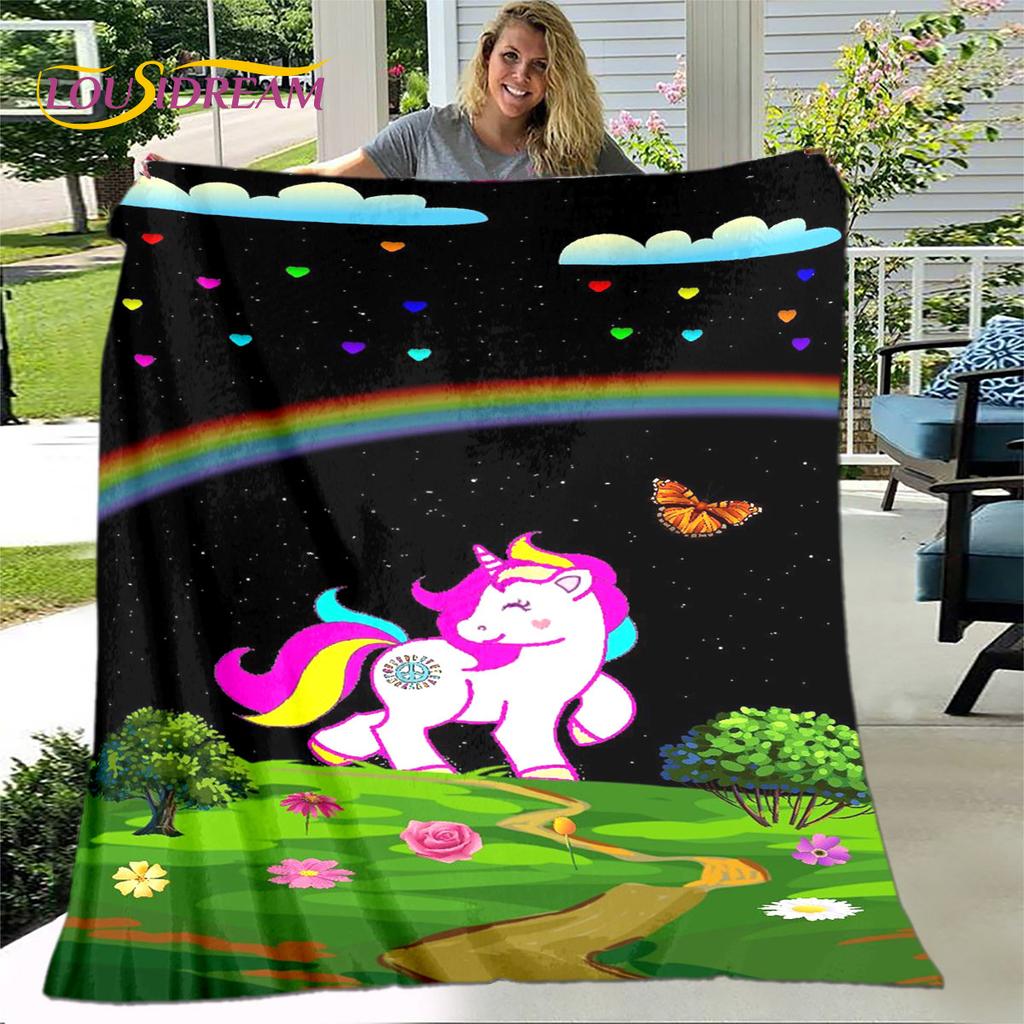 Cartoon Cute Unicorn Blanket,Flannel Blanket Throw Blanket,Children's Warm Blanket for Living Room Bedroom Beds Sofa Travel Gift