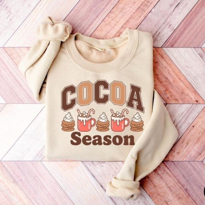 Cocoa Season Sweatshirt, Cozy Winter Gear, Hot Chocolate Lovers Gift, Holiday Apparel, Unisex Crewneck Christmas Winter Hoodie