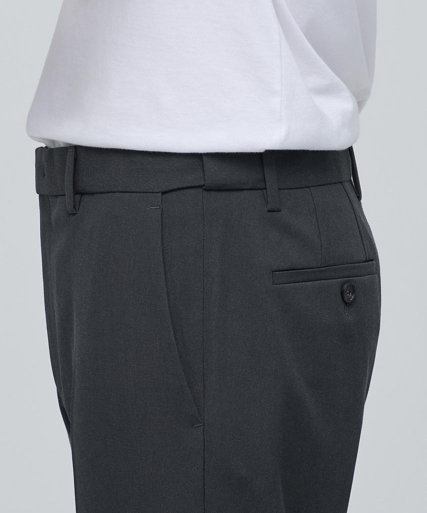 MUSINSA STANDARD Skinny Hidden Elastic Waist Crop Slacks [Gray]