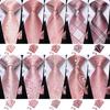 Mens Ties Pink Paisley Striped Silk Woven Necktie Hanky Cufflinks Set For Wedding Tie