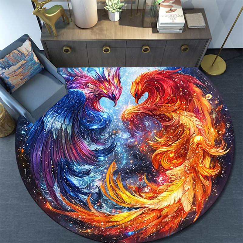 Круглый ковер Phoenix Art, Ковер для гостиной, спальни, дивана, игровой комнаты, Декор, Нескользящий коврик для пола