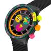 Swatch Большие Яркие Хроно Неон Сепия Черные Часы, SB02B104, Унисекс,