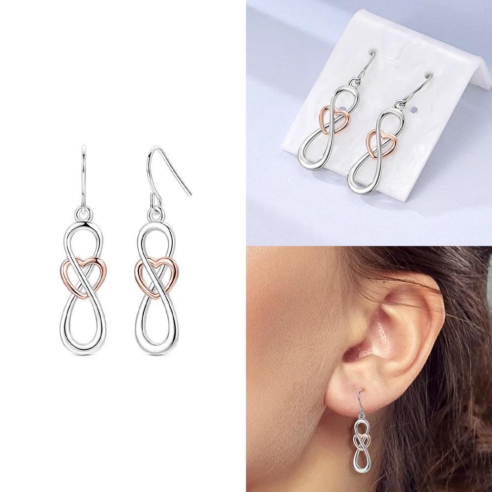 Charms 925 Silver Earrings Color Zircon Pink Bow Star Moon Shell Earrings Four-leaf Clover Woman's Accessory Jewelry