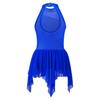 Kids Girls Sleeveless Shiny Sequins Asymmetrical Hem Ballerina Lyrical Modern Dance Leotard Dress