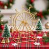 Sky Wheel Ornament with LED Light Rotatable Iron Wire Ferris Wheel Model Metal Figurine Home Office Desktop Decoration