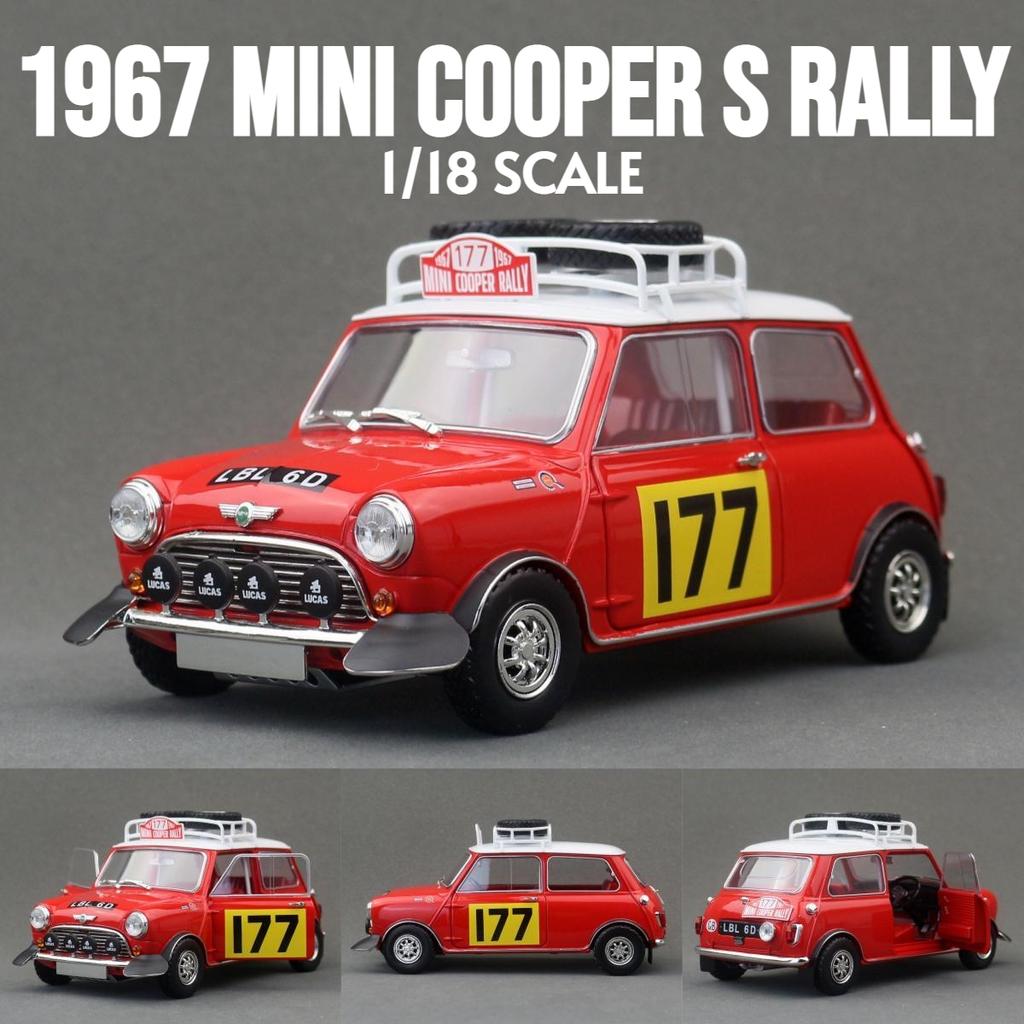 ABAL1 1/18 Mini Cooper Rally 1967 Monte Carol Racing Diecast Alloy Toy Car Vehicle Model Free Wheels Collection Gift For Children Boys