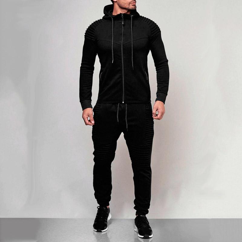 Мужские спортивные костюмы Спортивная одежда на открытом воздухе Костюмы Однотонный комплект Топ + брюки Мужские комплекты из 2 предметов