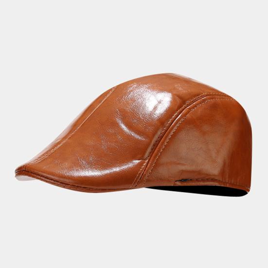 Мужская шляпа в винтажном стиле, однотонная, гладкая, из искусственной кожи, современная шляпа, берет для мужчин среднего возраста, для холодной погоды, для походов, путешествий, английская кепка для газетчика