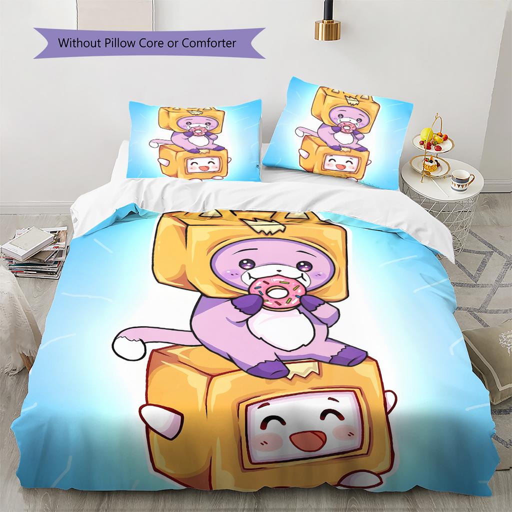 LankyBox Pattern Bedding Quilt Set Home Decoration Gift (1 * duvet cover + 2 * pillowcase without core)
