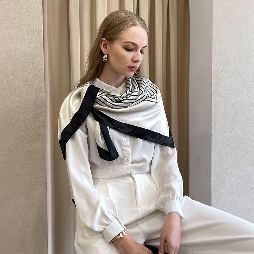 Accessories Bag Decoration Wraps Striped Korean Style Scarves Printed Scarf Silk Scarf Female Shawl